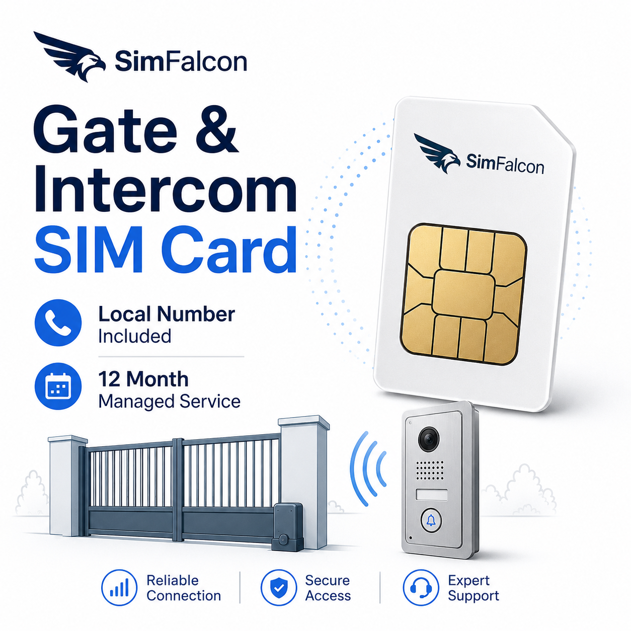 Gate and intercom SIM card with managed IoT service